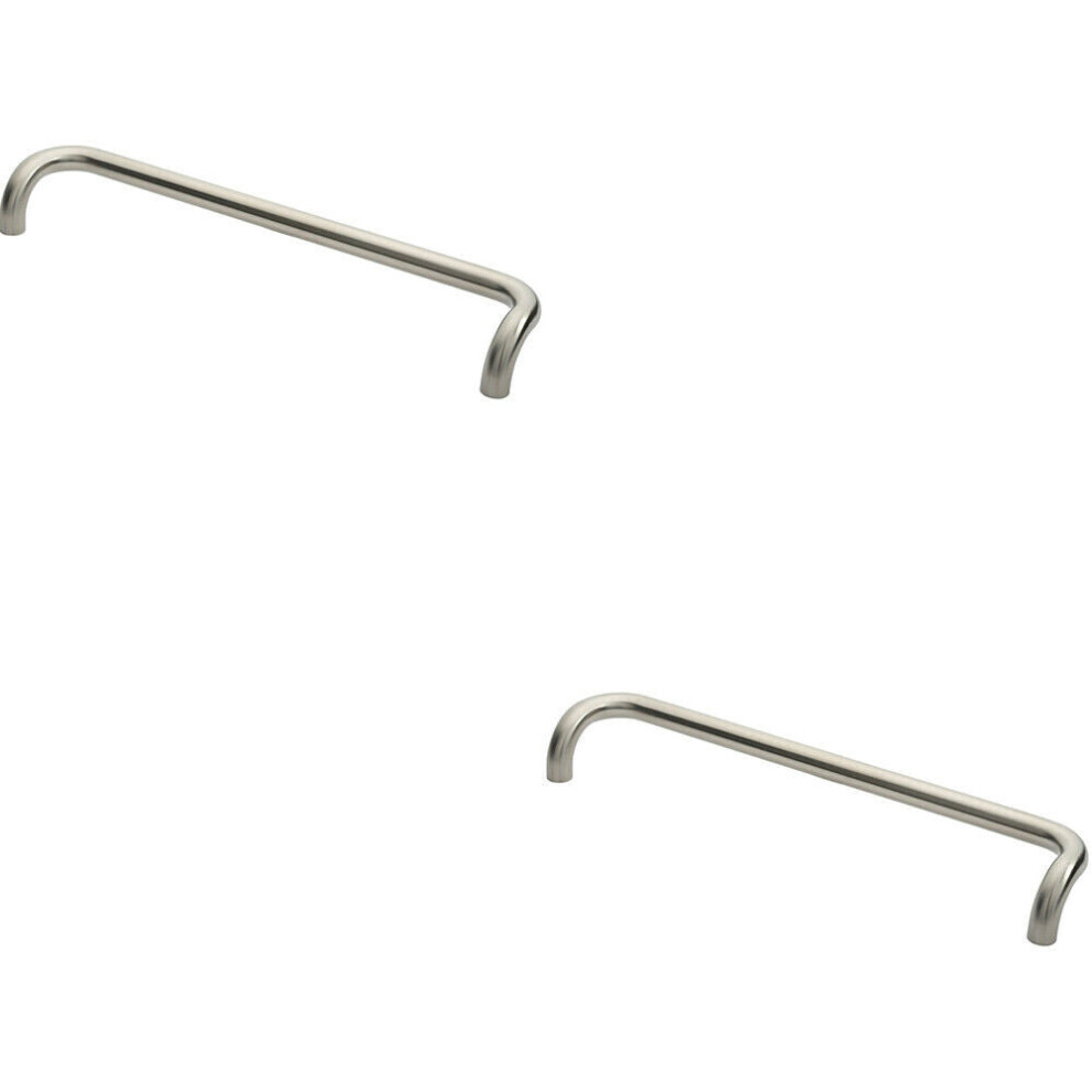 2X Cranked Pull Handle 630 X 30Mm 600Mm Fixing Centres Satin Stainless Steel