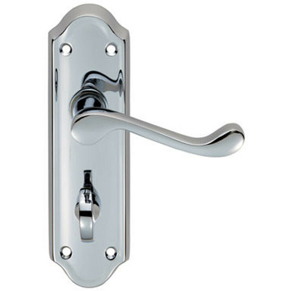 Loops Pair Victorian Upturned Lever On Bathroom Backplate 168 X 47Mm Polished Chrome