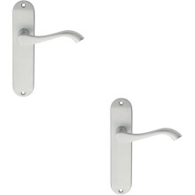 2x PAIR Curved Handle on Chamfered Latch Backplate 180 x 40mm Satin Chrome