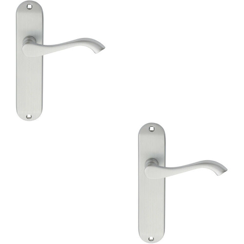 Loops 2x PAIR Curved Handle on Chamfered Latch Backplate 180 x 40mm Satin Chrome
