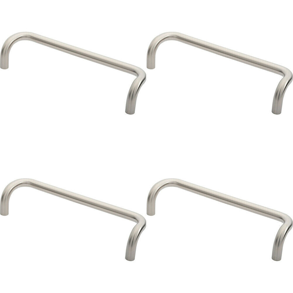 Loops 4X Cranked Door Pull Handle 19Mm Dia 300Mm Fixing Centres Satin Steel