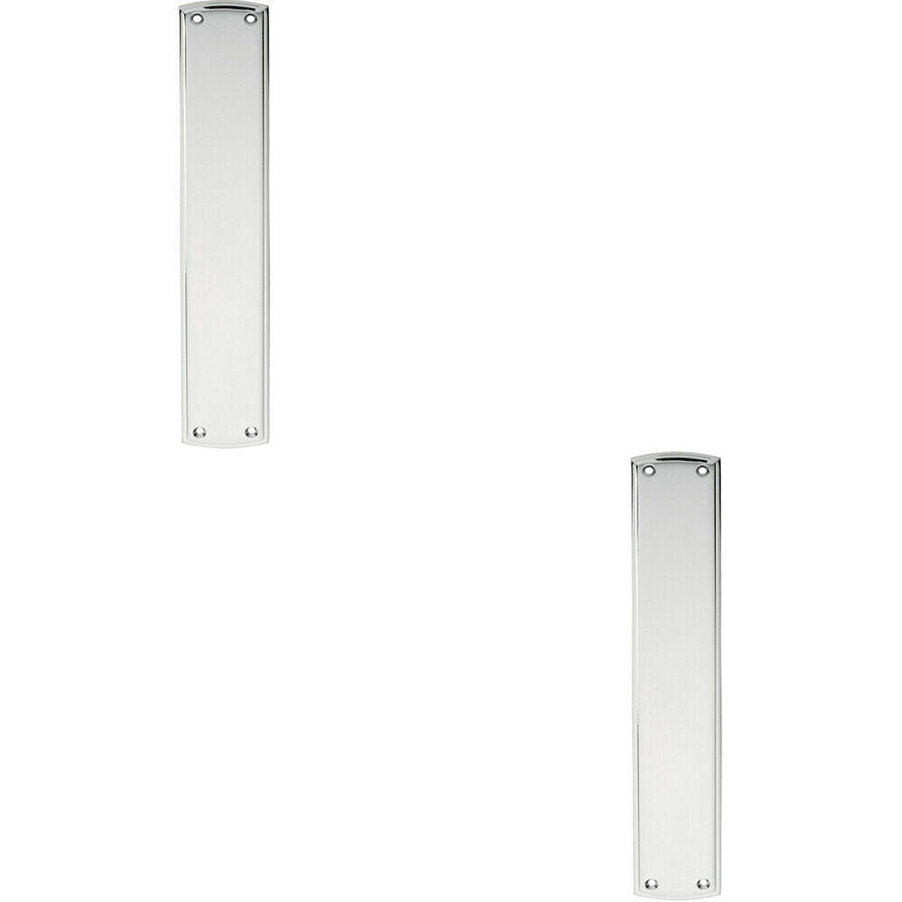 2x Large Ornate Door Finger Plate with Stepped Border 382 x 65mm Polished Chrome