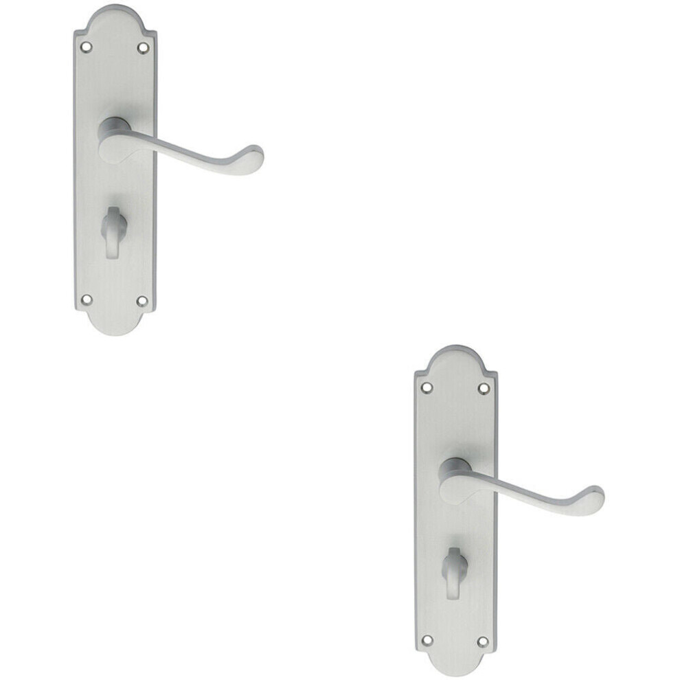 Loops 2X Pair Victorian Scroll Handle On Bathroom Backplate 205 X 49Mm Satin Chrome