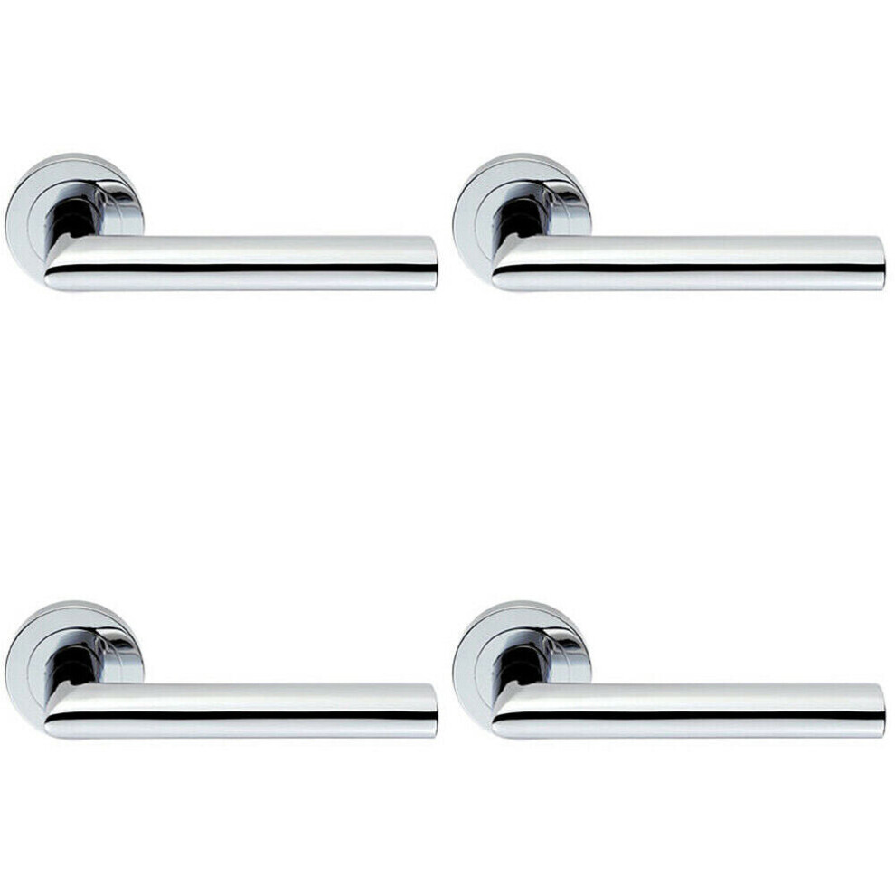 Loops 4X Pair Straight Mitred Bar Handle On Round Rose Concealed Fix Polished Chrome