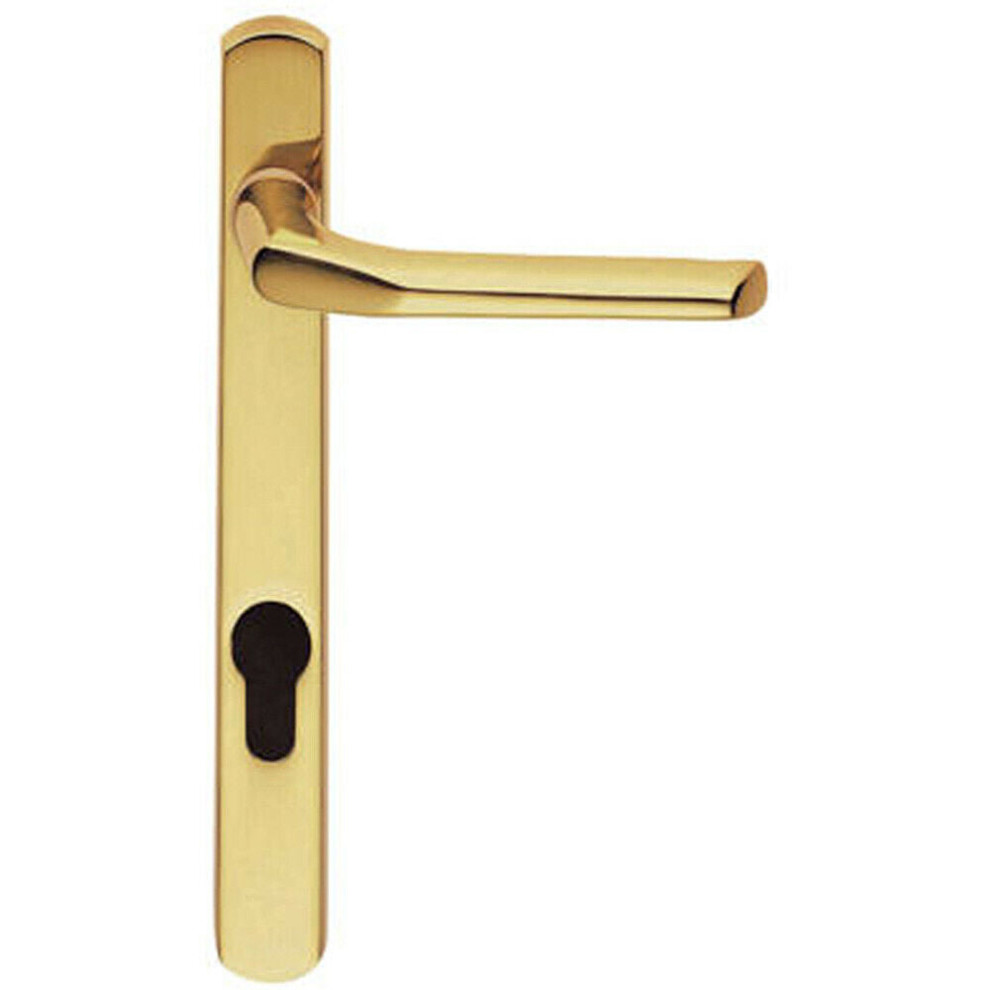 Straight Lever Door Handle On Lock Backplate Polished Brass 208Mm X 25Mm