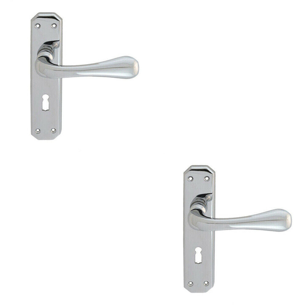 Loops 2X Pair Heavy Duty Handle On Angular Lock Backplate 180 X 40Mm Polished Chrome