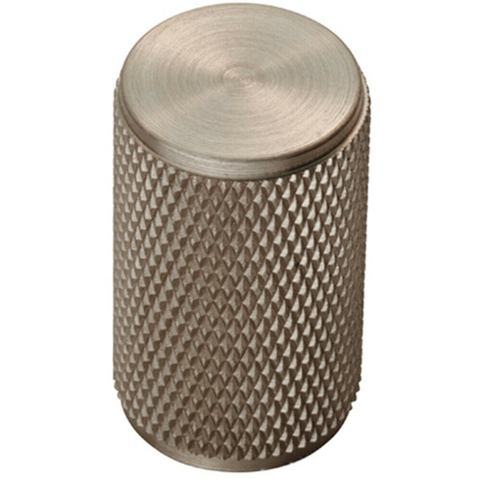 Knurled Cylindrical Cupboard Door Knob 18Mm Dia Satin Nickel Cabinet Handle 5056492564006