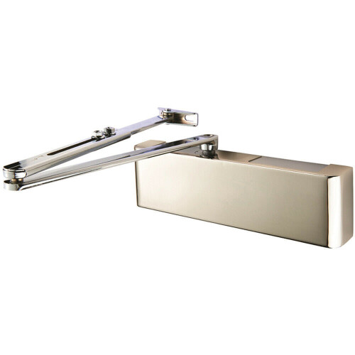 Loops Full Cover Overhead Door Closer Variable Power 2 5 Polished Nickel Plated
