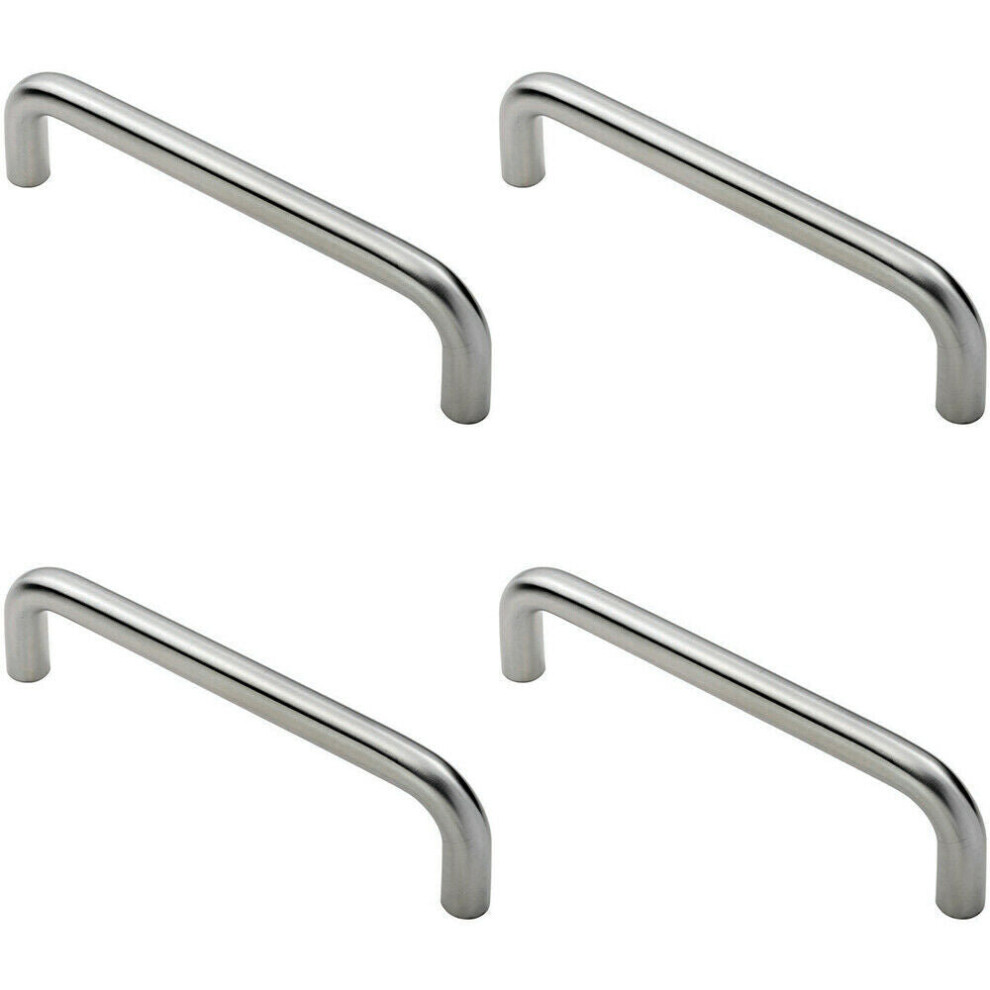 4X Round D Bar Pull Handle 244 19Mm 225Mm Fixing Centres Satin Steel 5056524202715