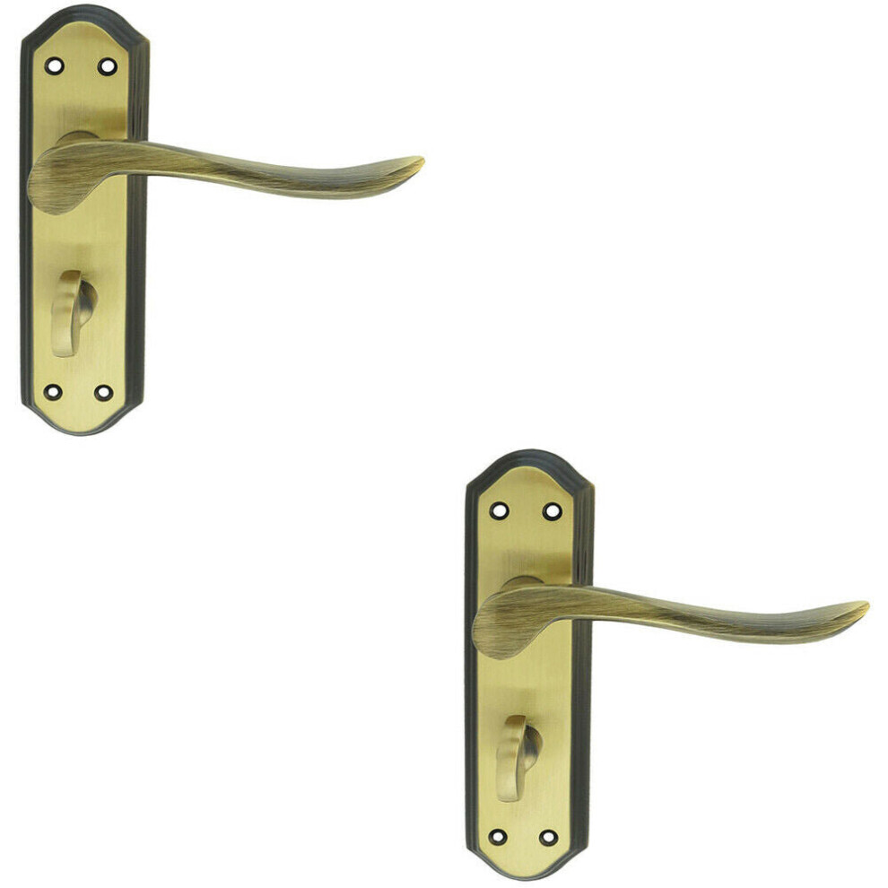 Loops 2X Pair Curved Lever On Sculpted Bathroom Backplate 180 X 48Mm Florentine Bronze
