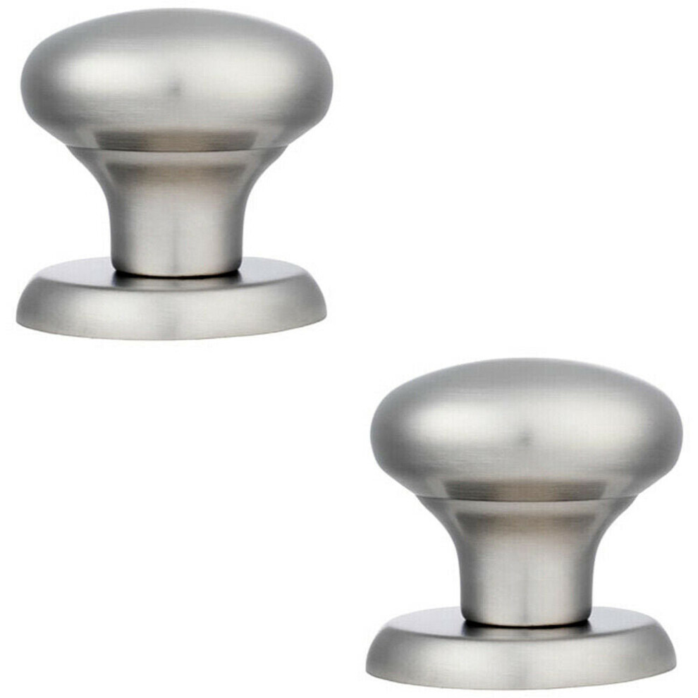 Loops 2X Large Round Centre Door Knob Satin Stainless Steel 70Mm Rose Outdoor Modern