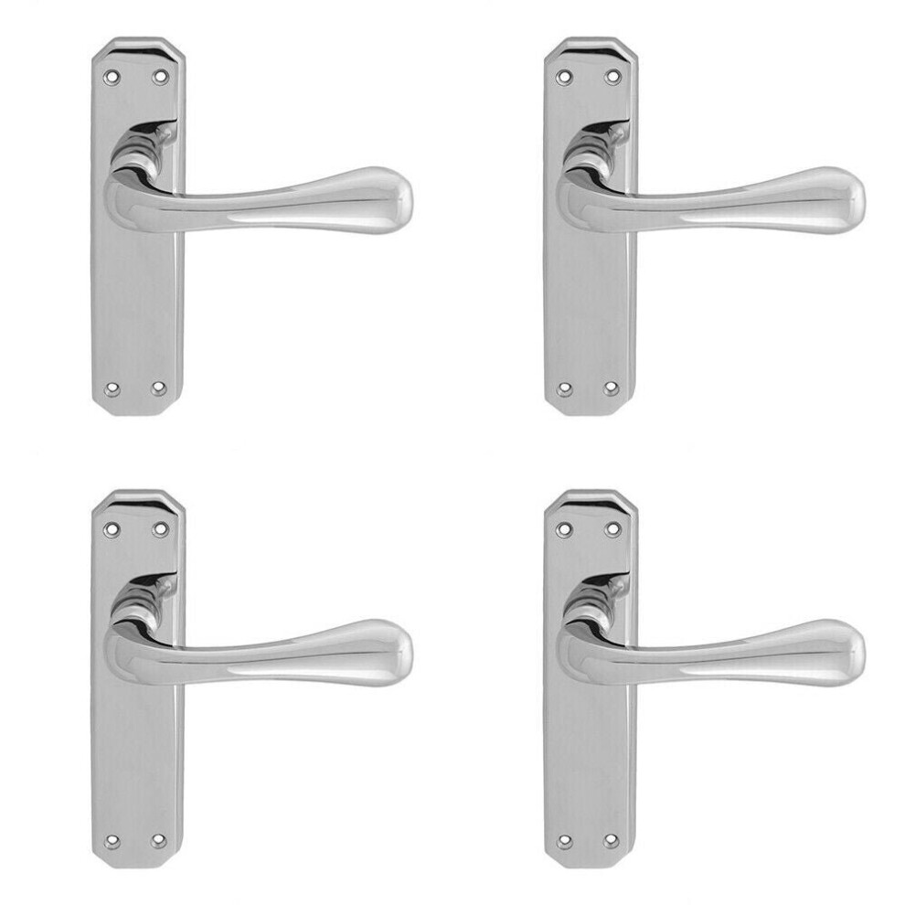 4x PAIR Heavy Duty Handle on Angular Latch Backplate 180 x 40mm Polished Chrome