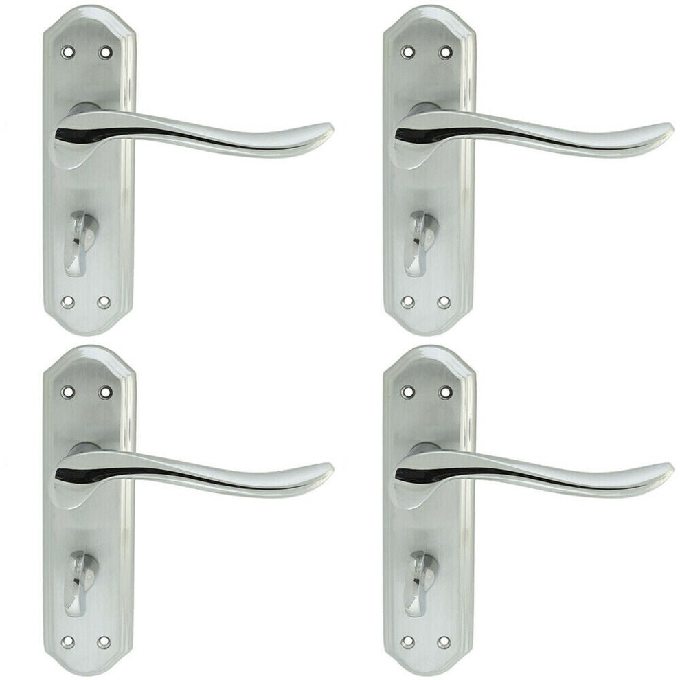 4x PAIR Curved Handle on Sculpted Bathroom Backplate 180 x 48mm Chrome