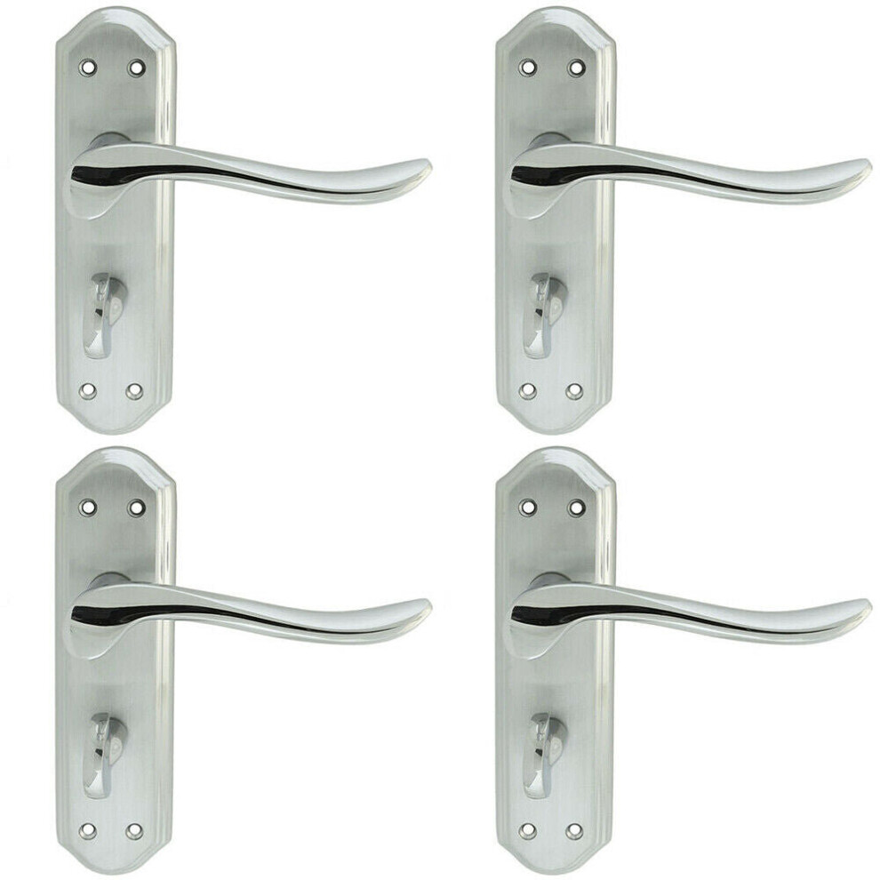 4x PAIR Curved Handle on Sculpted Bathroom Backplate 180 x 48mm Chrome