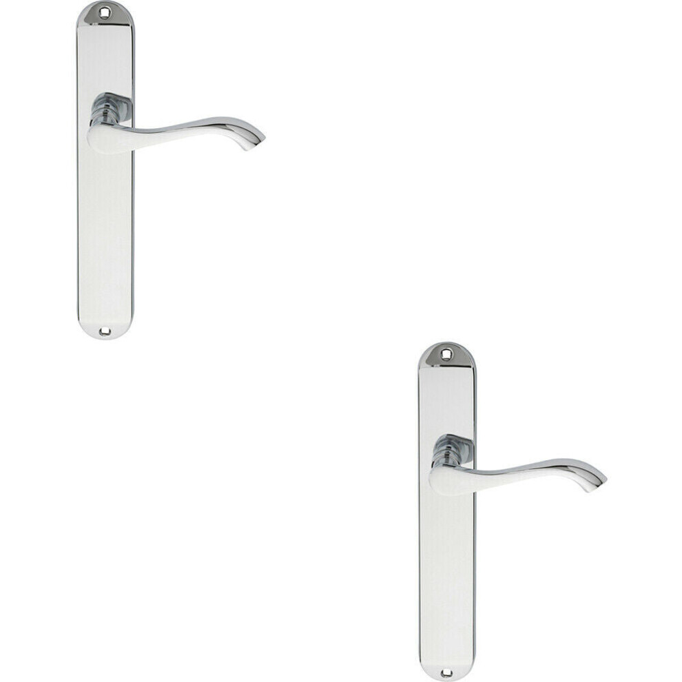 Loops 2X Pair Curved Handle On Long Slim Latch Backplate 241 X 40Mm Polished Chrome