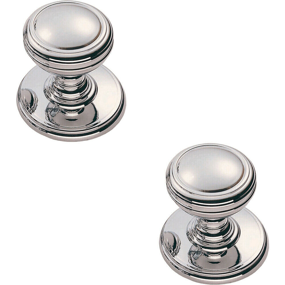 Loops 2X Ringed Tiered Cupboard Door Knob 25Mm Diameter Polished Chrome Cabinet Handle