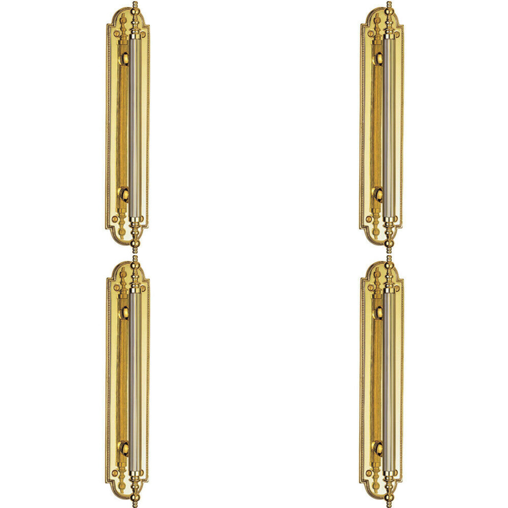 4x Ornate Textured Door Pull Handle 229 x 29mm Fixing Centres Polished Brass