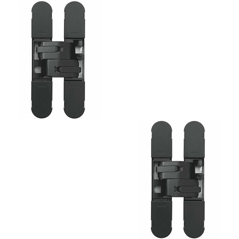 2x 130 x 30mm Concealed Heavy Duty Hinge Fits Unrebated Doors Matt Black
