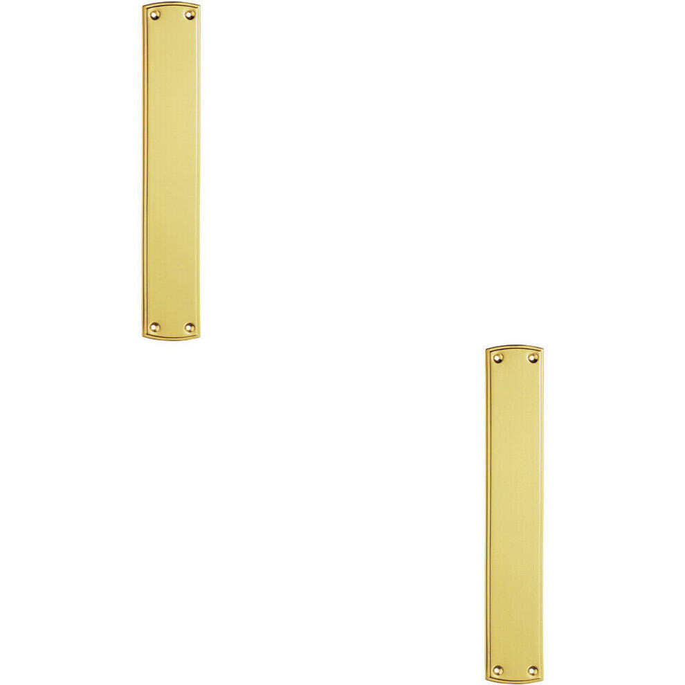 2x Large Ornate Door Finger Plate with Stepped Border 382 x 65mm Polished Brass