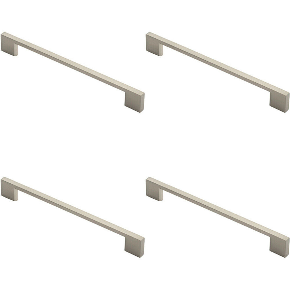 4x Slim D Shape Pull Handle 220 x 8.5mm 192mm Fixing Centres Satin Nickel