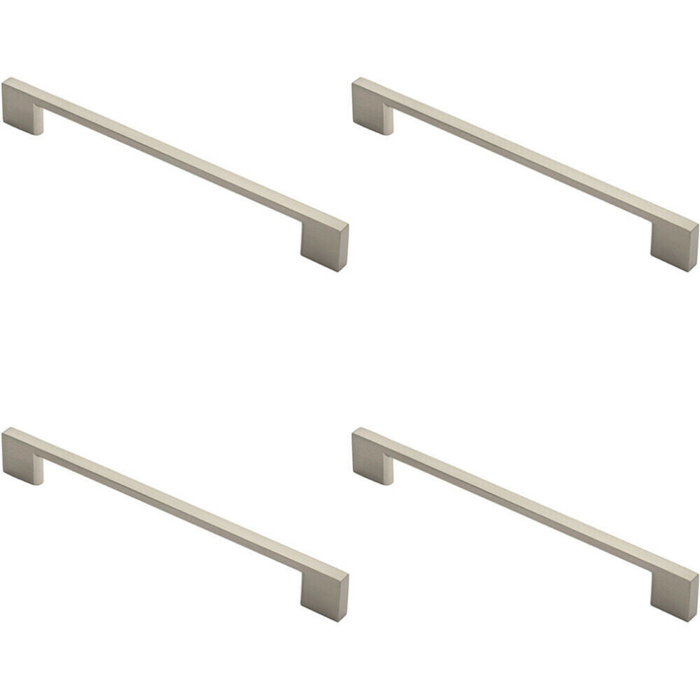 4X Slim D Shape Pull Handle 220 X 8.5Mm 192Mm Fixing Centres Satin Nickel