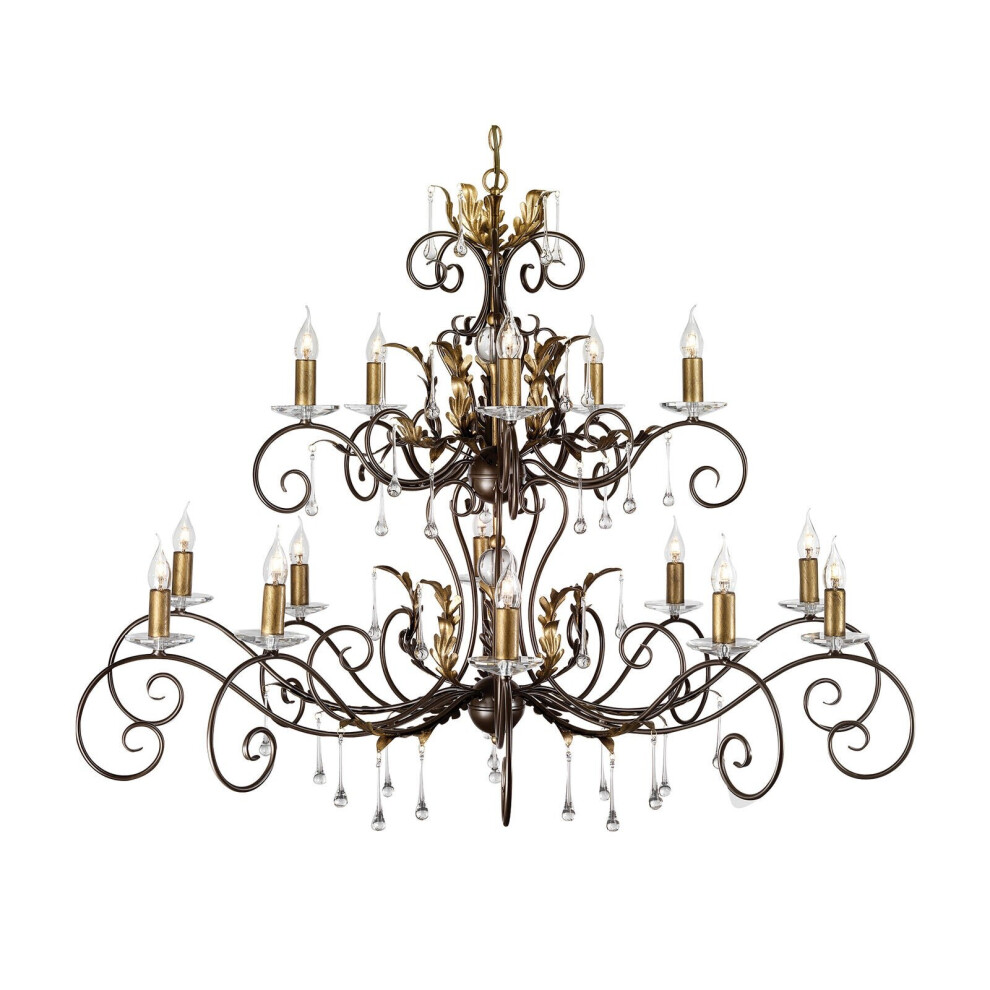 15 Bulb Handmade Chandelier Hanging Pendant LIght Bronze LED E14 60W Bulb