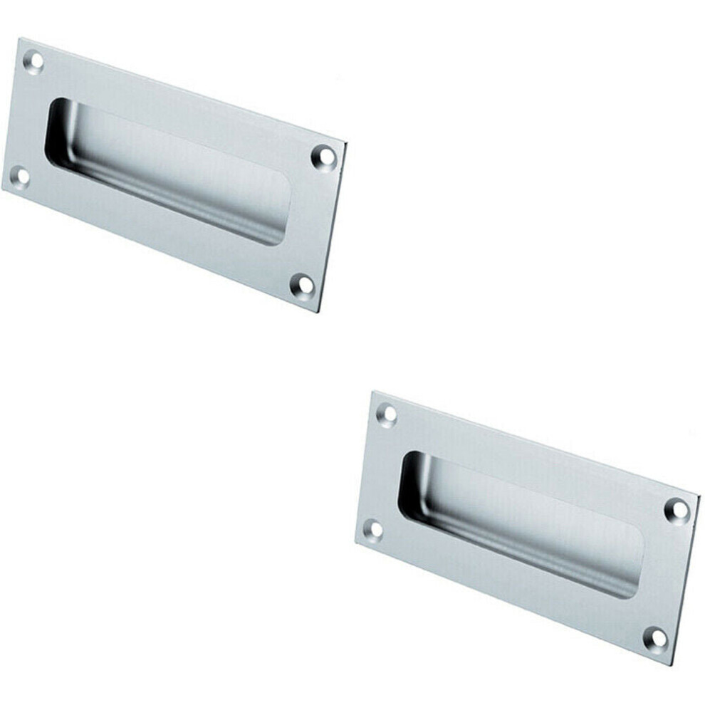 2x Recessed Sliding Door Flush Pull Handle 100 x 50mm Satin Anodised Aluminium