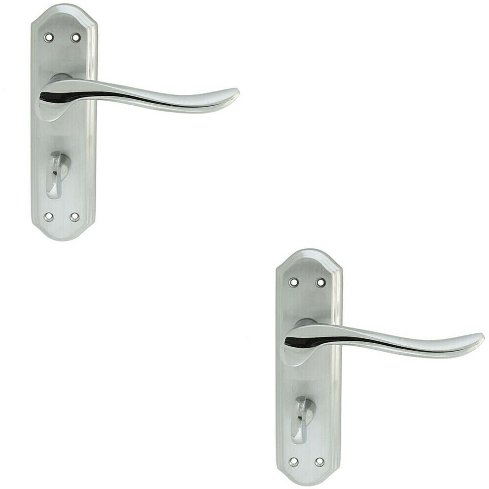2X Pair Curved Handle On Sculpted Bathroom Backplate 180 X 48Mm Chrome
