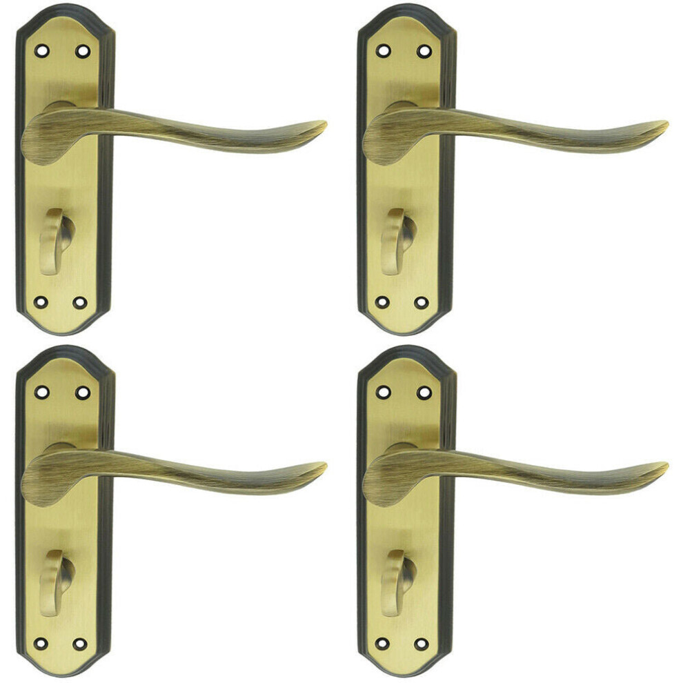 4X Pair Curved Lever On Sculpted Bathroom Backplate 180 X 48Mm Florentine Bronze 5056524210505