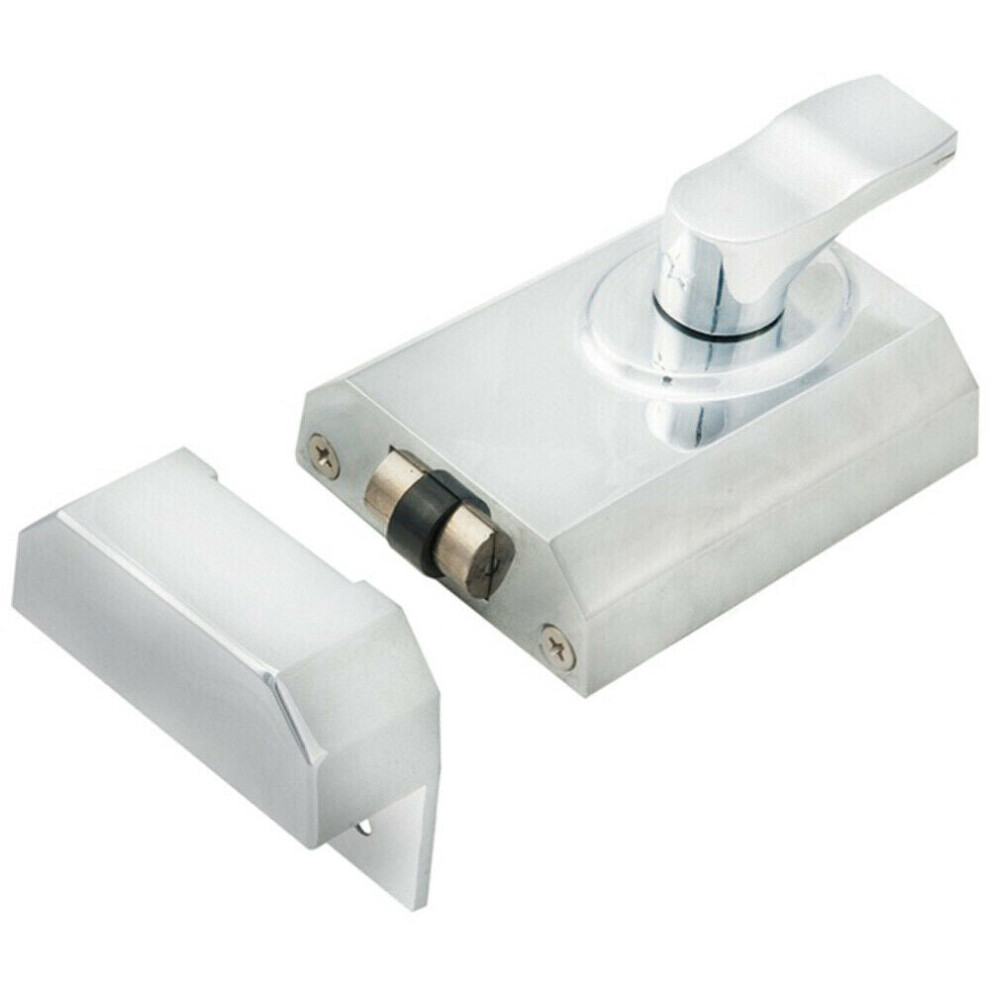 Contract Rim Cylinder Rollerbolt Nightlatch 60Mm Polished Chrome Door Lock 5056492581102
