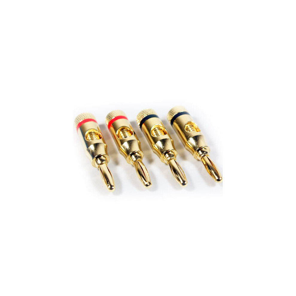 4x Premium 4mm Banana Plugs 24k Gold Plated Speaker Cable Amp HiFi Connectors