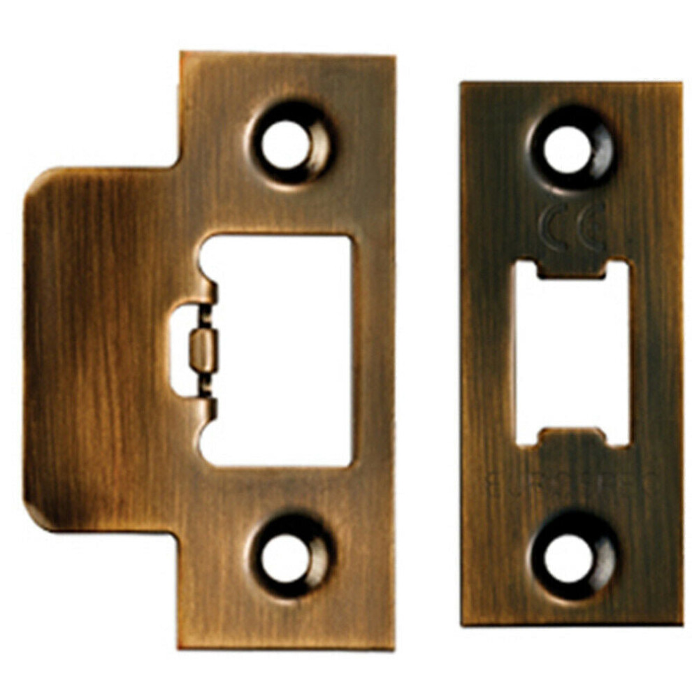 Loops Forend Strike & Fixing Pack Suitable For Tubular Latch Antique Brass