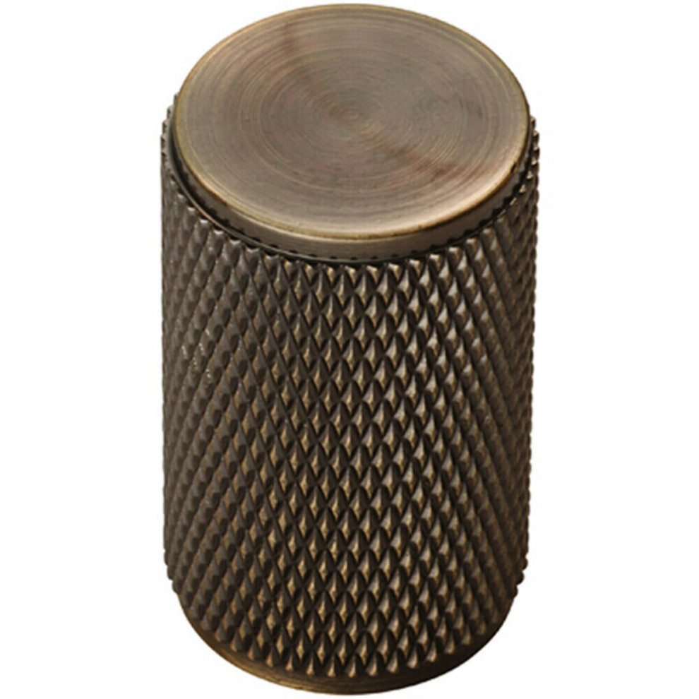 Loops Knurled Cylindrical Cupboard Door Knob 18Mm Dia Antique Brass Cabinet Handle