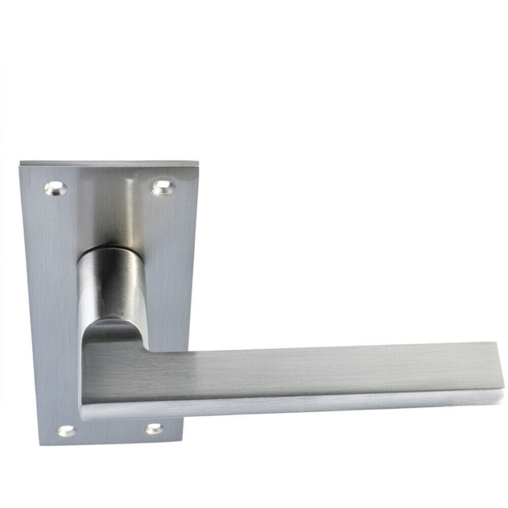 PAIR Straight Bar Handle on Slim Bathroom Backplate 150 x 50mm Satin Nickel
