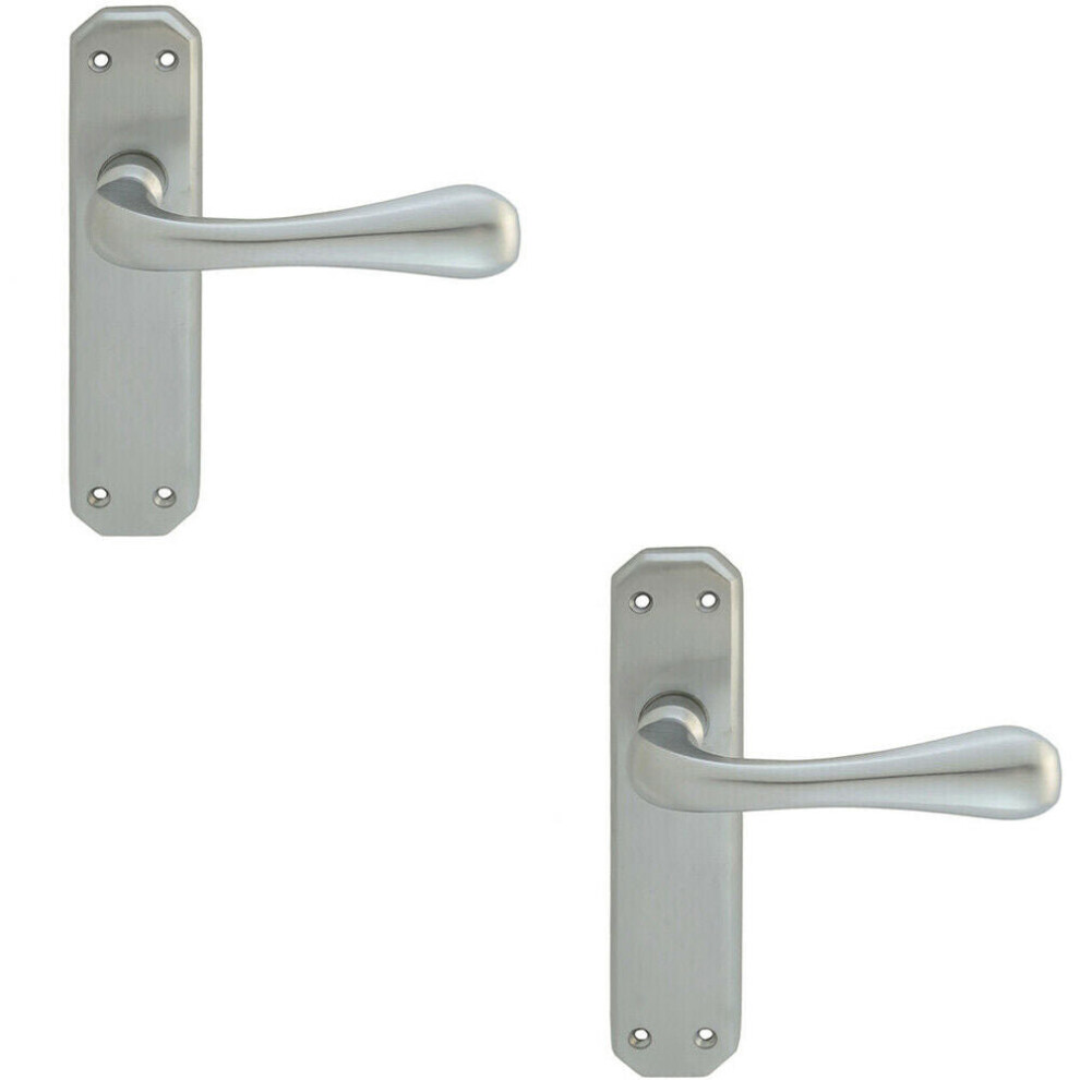 2x PAIR Heavy Duty Handle on Angular Latch Backplate 180 x 40mm Satin Chrome