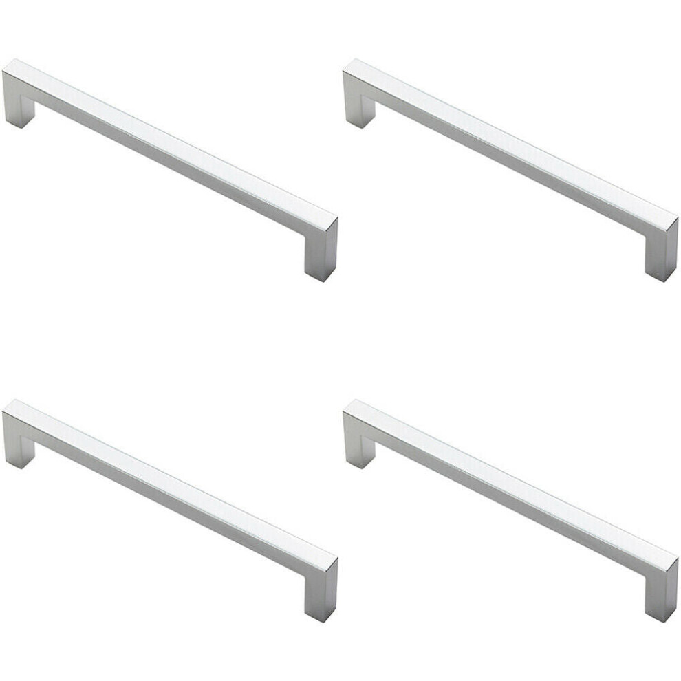 4x Square Block Pull Handle 170 x 10mm 160mm Fixing Centres Polished Chrome