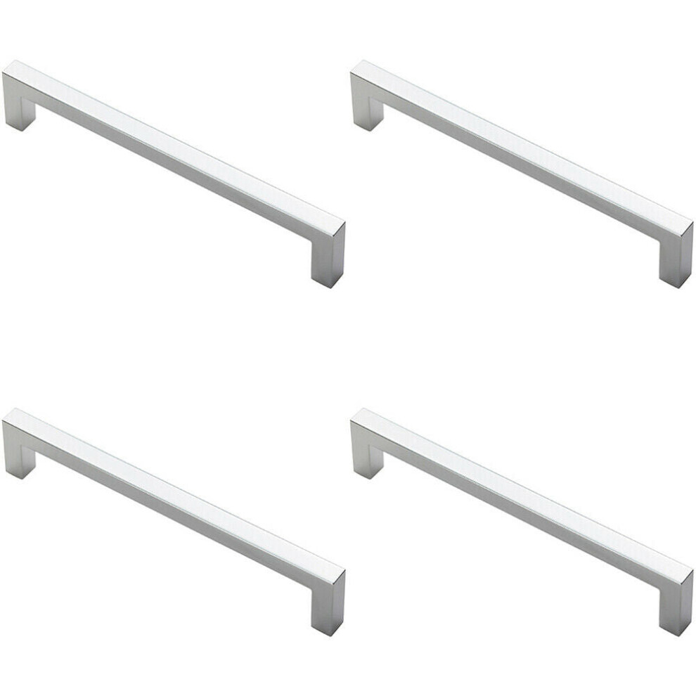 4X Square Block Pull Handle 170 X 10Mm 160Mm Fixing Centres Polished Chrome 5056524202814