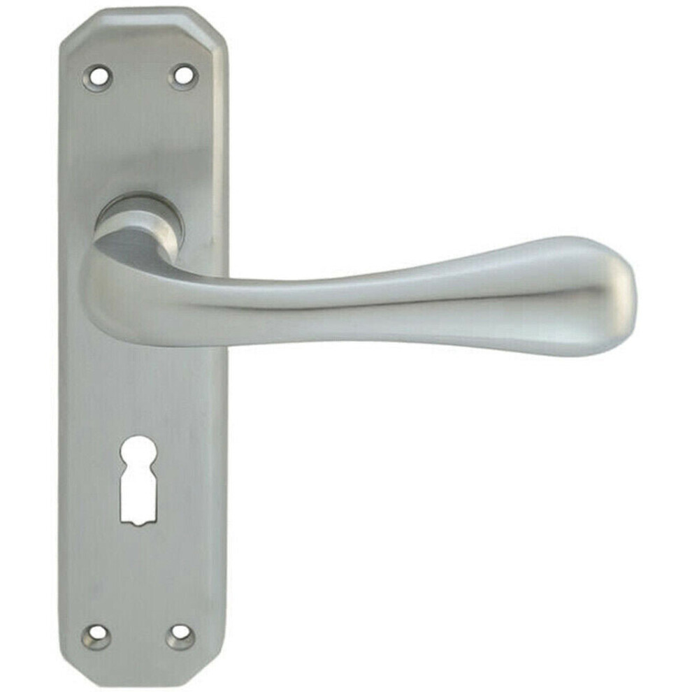 Loops Pair Heavy Duty Handle On Angular Lock Backplate 180 X 40Mm Satin Chrome