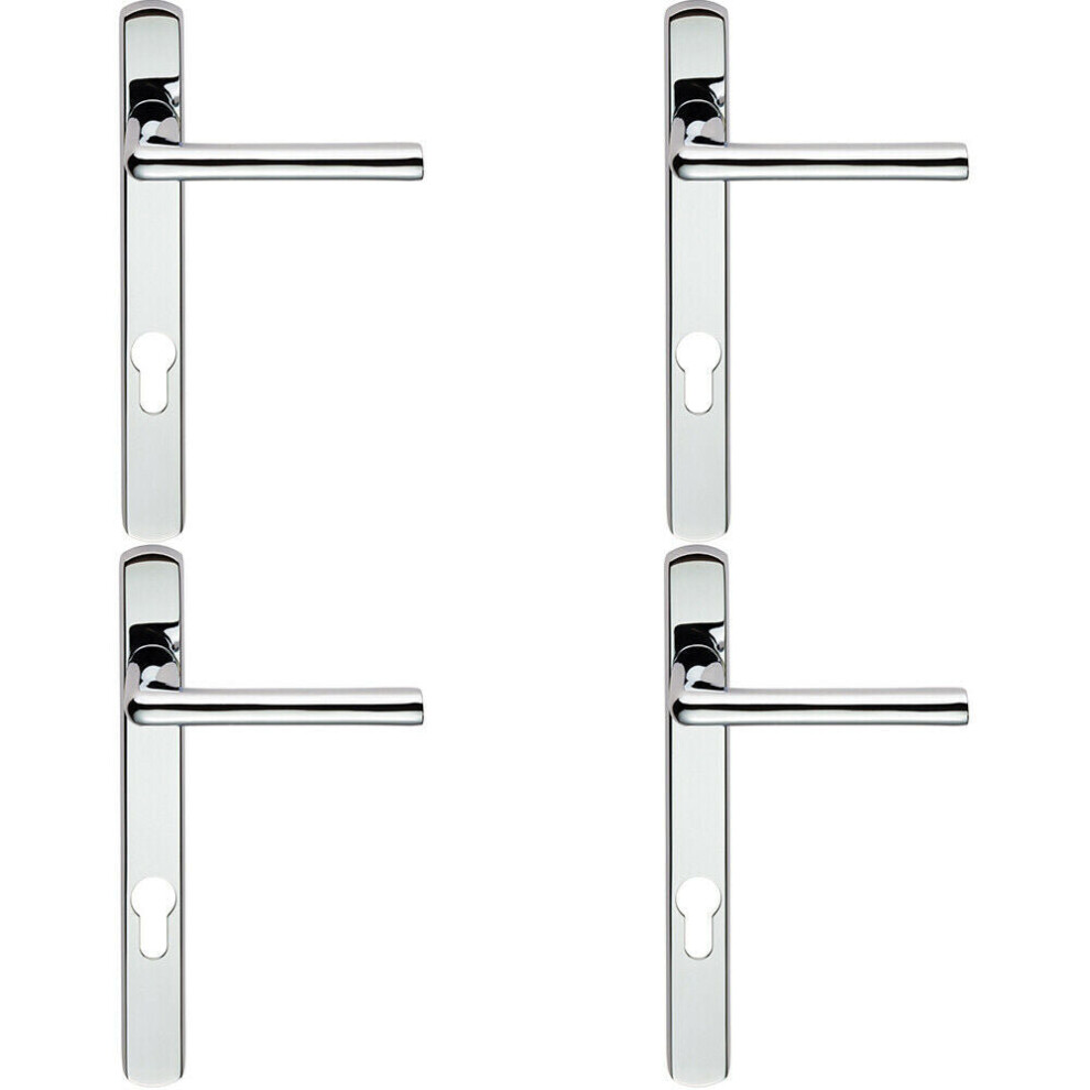 Loops 4X Pair Straight Lever On Narrow Euro Lock Backplate 220 X 26Mm Polished Chrome