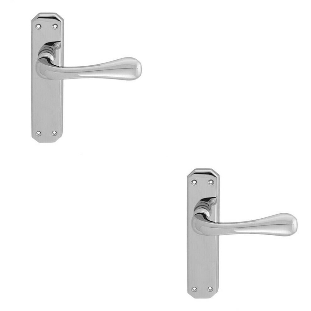 2X Pair Heavy Duty Handle On Angular Latch Backplate 180 X 40Mm Polished Chrome 5056492597608