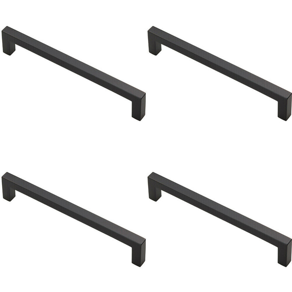 4x Square Block Pull Handle 170 x 10mm 160mm Fixing Centres Matt Black-image-OPC-P8WJPXC-NEW