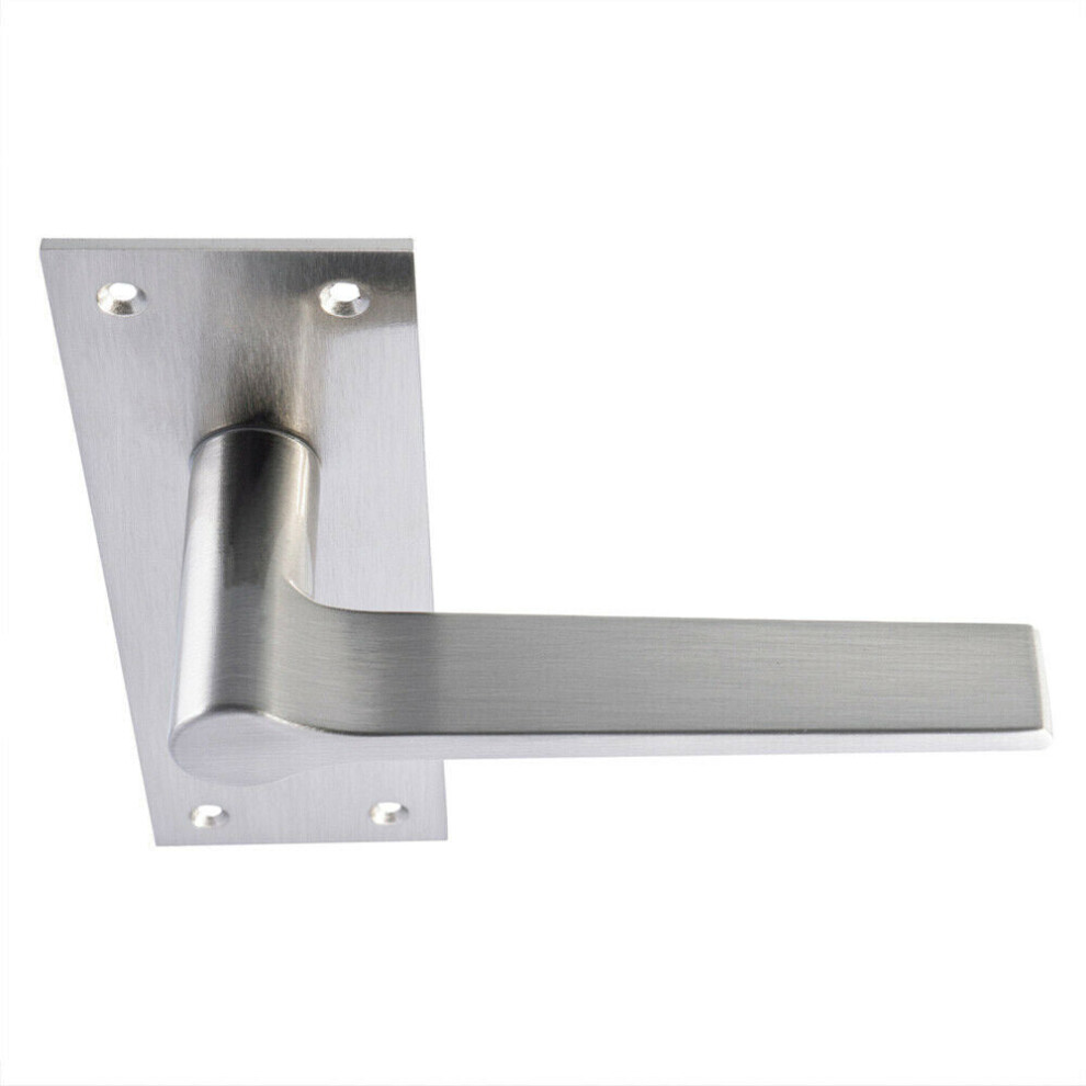 PAIR Flat Straight Handle on Slim Bathroom Backplate 150 x 50mm Satin Nickel