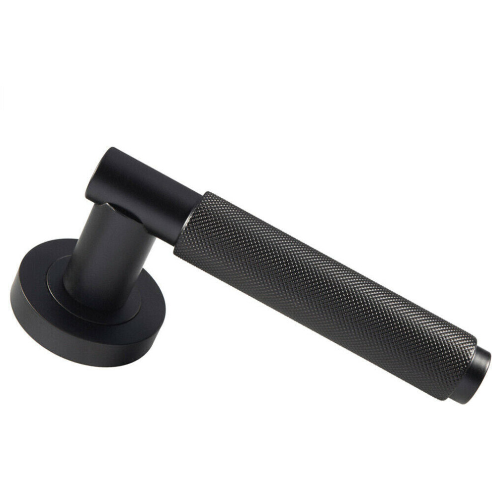 Loops Pair Knurled Grip Round Bar Handle On Round Rose Concealed Fix Matt Black