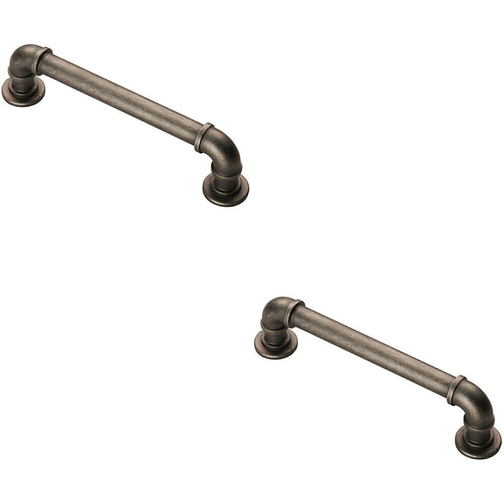 2X Pipe Design Cabinet Pull Handle 128Mm Fixing Centres 12Mm Dia Pewter 5056492587906