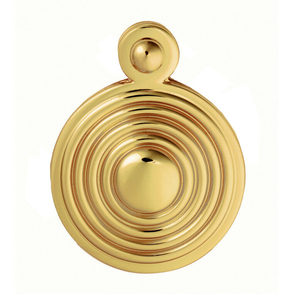 32Mm Lock Profile Escutcheon Reeded Design Polished Brass Keyhole Cover 5056492564082