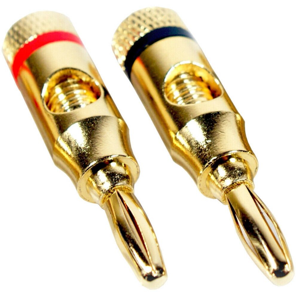 2X Premium 4Mm Banana Plugs 24K Plated Speaker Cable Amp Hifi Connectors Gold 5055538111938