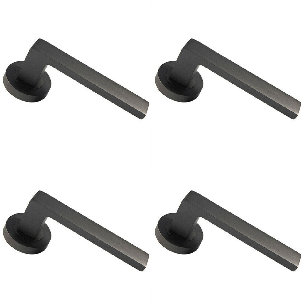 Loops 4X Pair Straight Square Handle On Round Rose Concealed Fix Matt Bronze Finish
