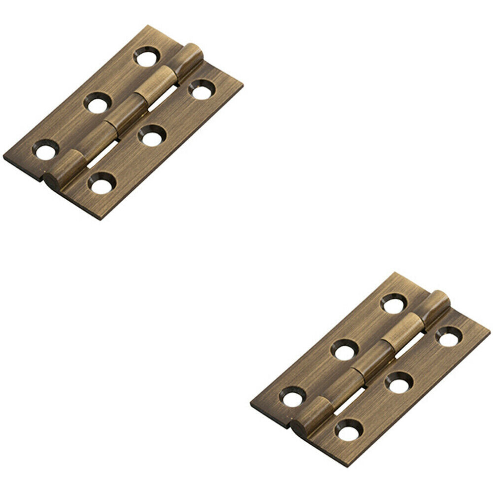 2x PAIR 50 x 28 x 1.5mm Cabinet Hinge Antique Brass Small Cupboard Door