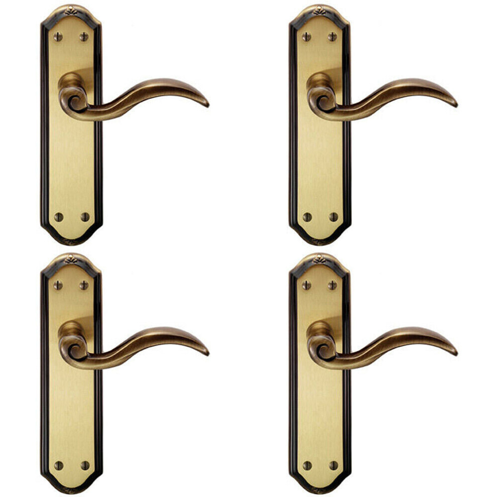 4x PAIR Spiral Sculpted Handle on Latch Backplate 180 x 48mm Florentine Bronze