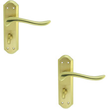 2x PAIR Curved Lever on Sculpted Bathroom Backplate 180 x 48mm Dual Brass